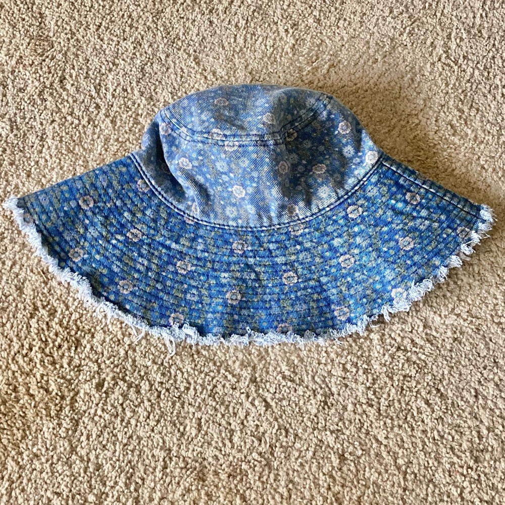 NATURAL LIFE Blue Floral Wide Brim Sun Hat